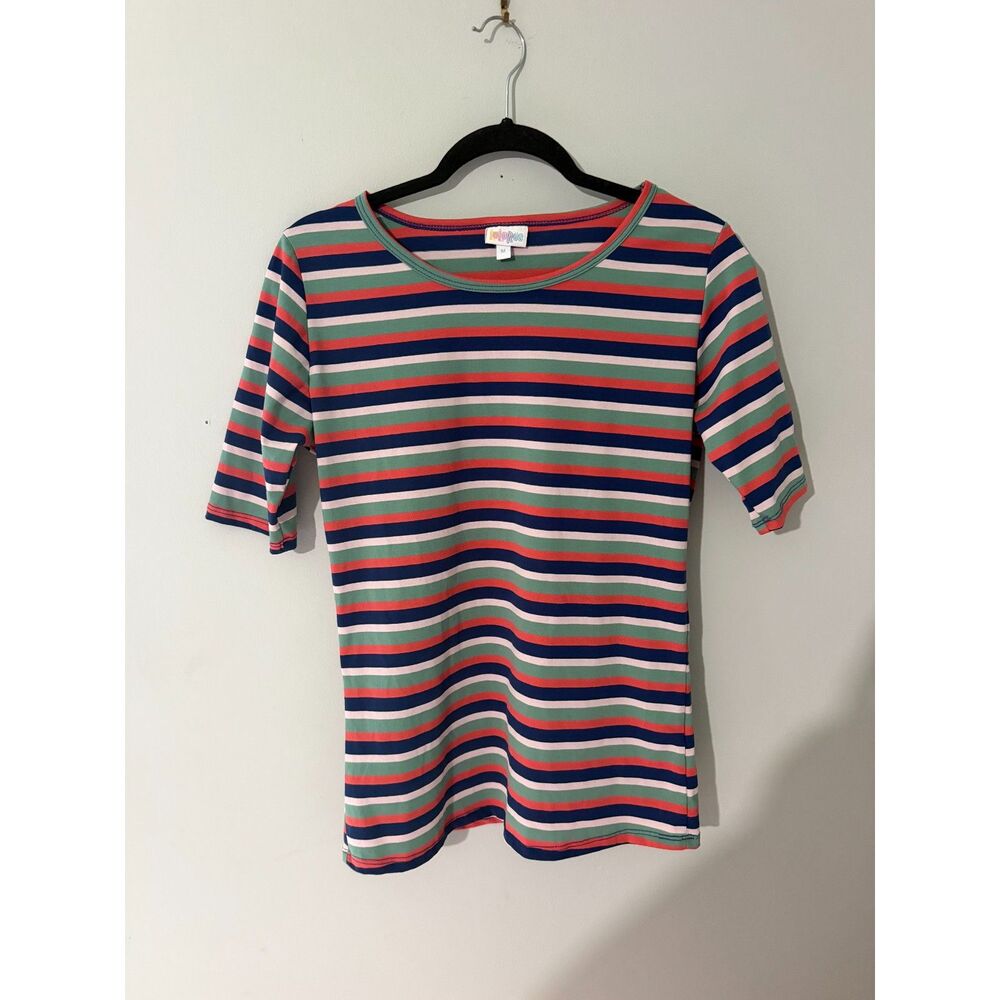 LuLaRoe Multicolor Striped Top – Women’s Medium – Retro Preppy – Colorful Casual